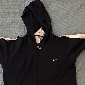 Nike Black and Cream Zip-Up Hoodie